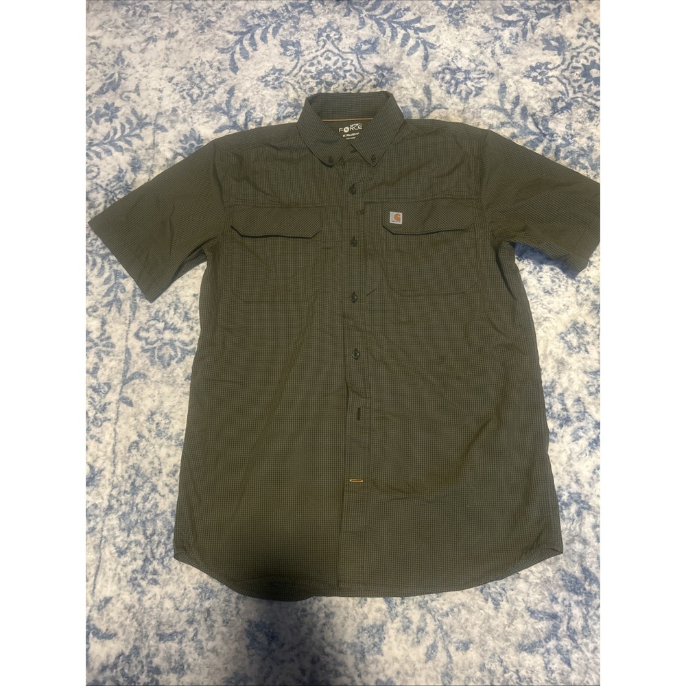 Carhartt Force Men's Sz M Relaxed Fit Short Sleeve Vented Plaid Shirt K-1038